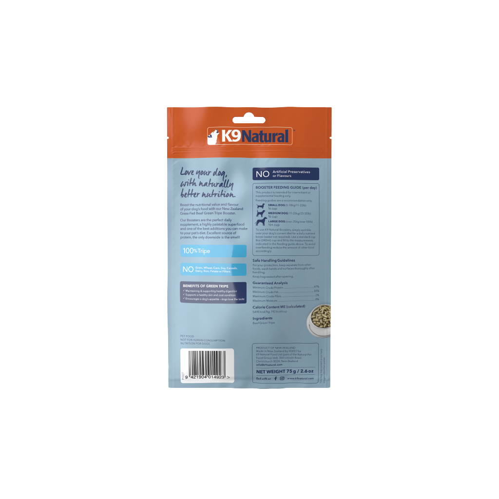 K9 Natural Beef Green Tripe Freeze-Dried Booster 75g — additional view