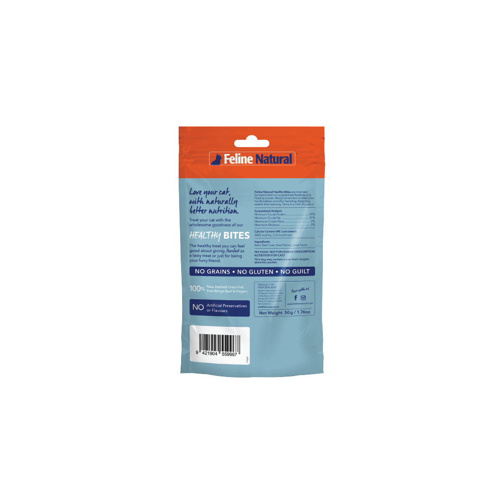 Feline Natural Beef Healthy Bites Cat Treats 50g — additional view