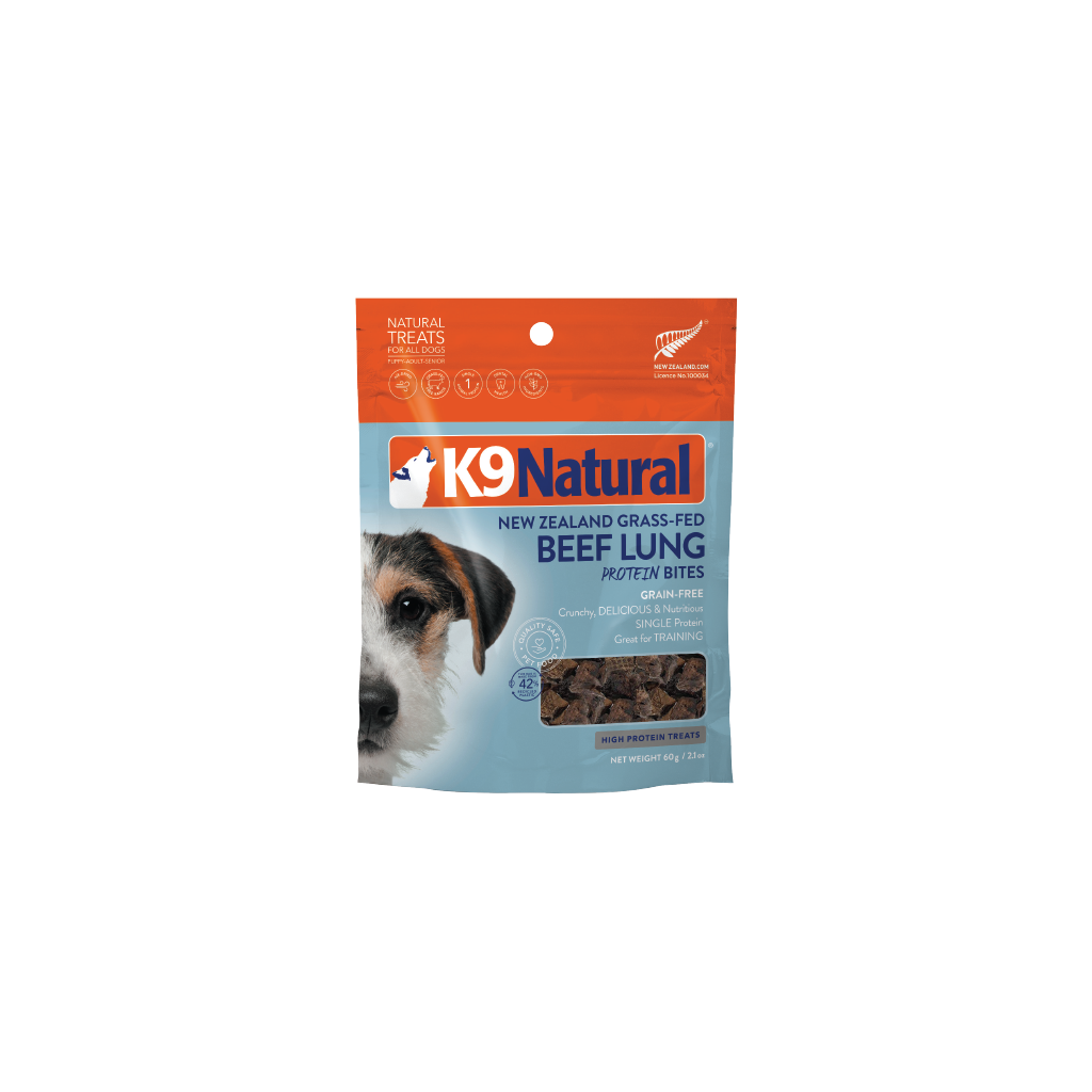 K9 Natural Beef Lung Protein Bites Dog Treats 60g