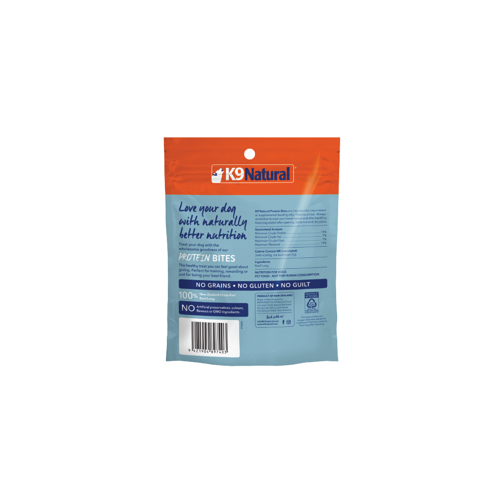 K9 Natural Beef Lung Protein Bites Dog Treats 60g — additional view