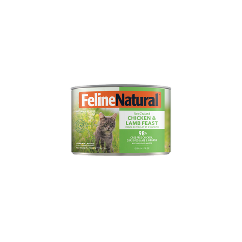 Feline Natural Chicken & Lamb Feast Canned Cat Food 12 × 170g cans; can shown, sold as 12-pack