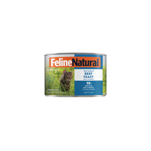 Feline Natural Beef Feast Canned Cat Food 12 × 170g cans; can shown, sold as 12-pack