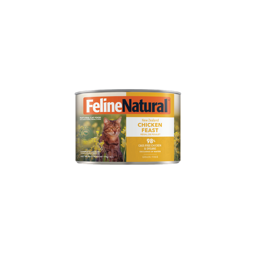 Feline Natural Chicken Feast Canned Cat Food 12 × 170g cans; can shown, sold as 12-pack