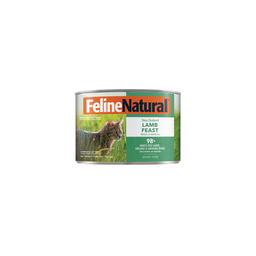 Feline Natural Lamb Feast Canned Cat Food 12 × 170g cans; can shown, sold as 12-pack