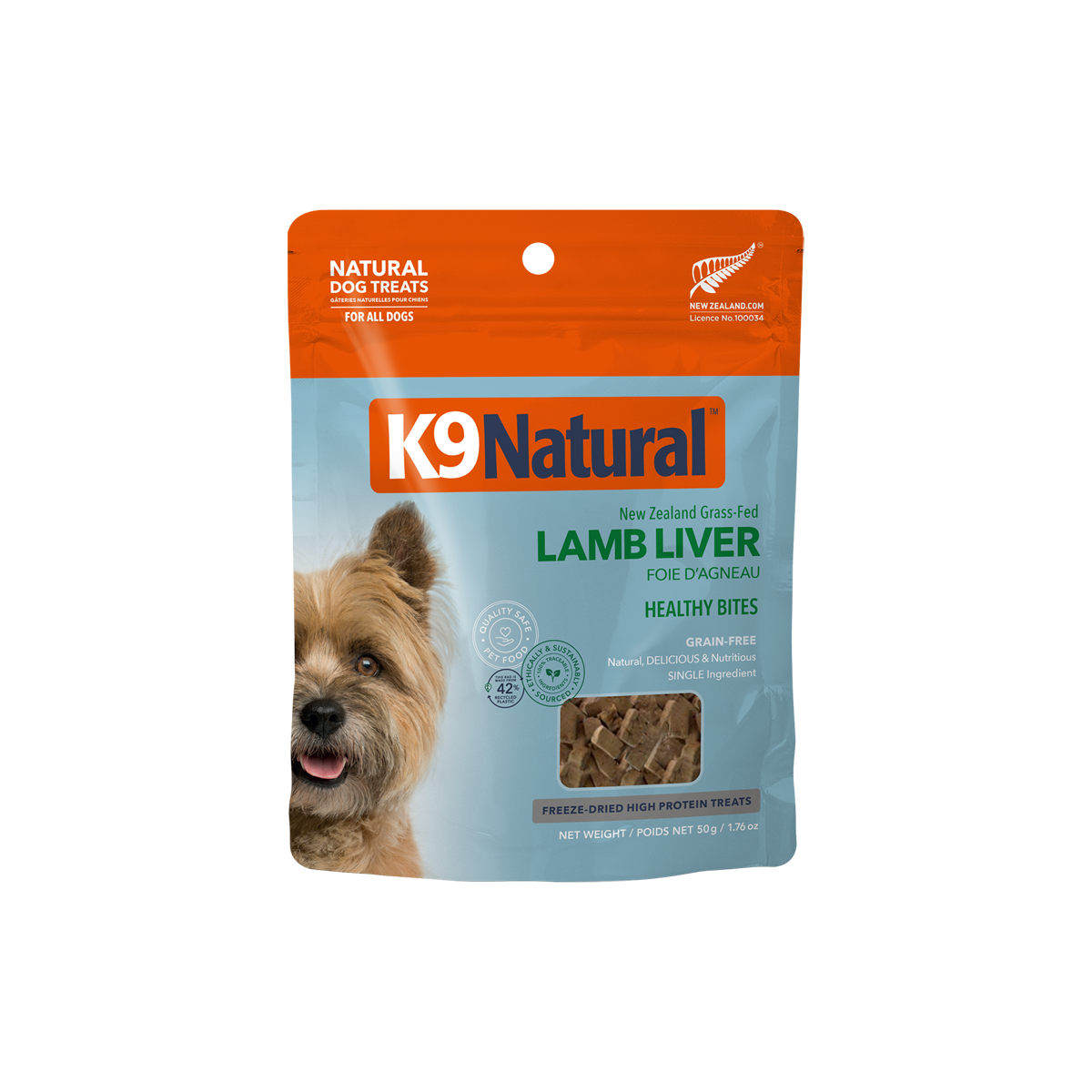 K9 Natural Lamb Liver Healthy Bites Dog Treats 50g